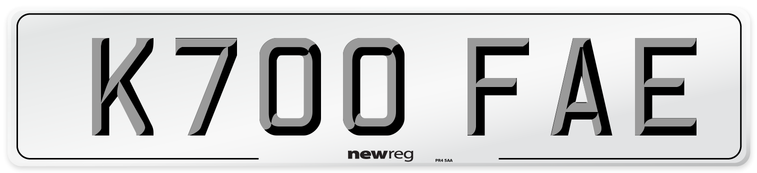 K700 FAE Number Plate from New Reg